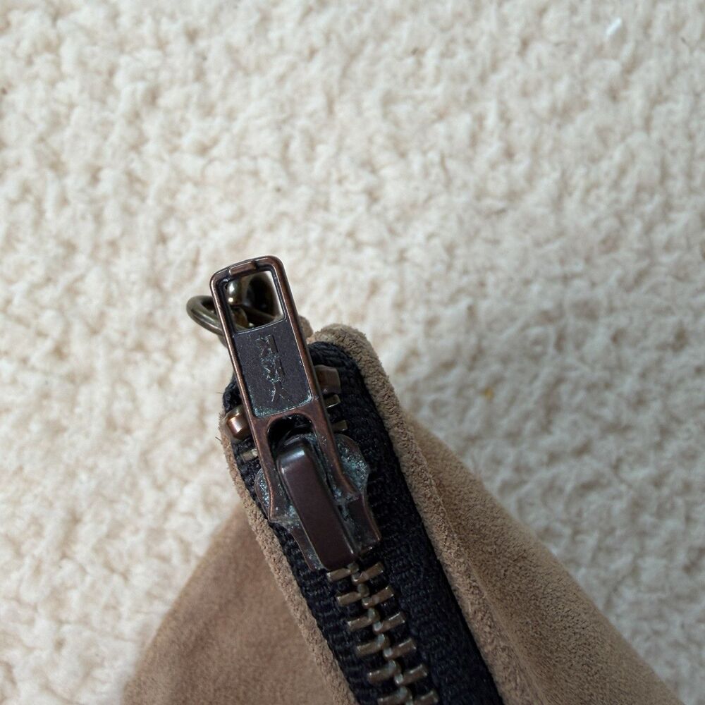 Jess Conte Tan Beige Suede Leather Clutch With Wrist Strap View 5
